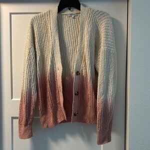 Women's Madewell Cream and Pink Ombre Cardigan Sweater